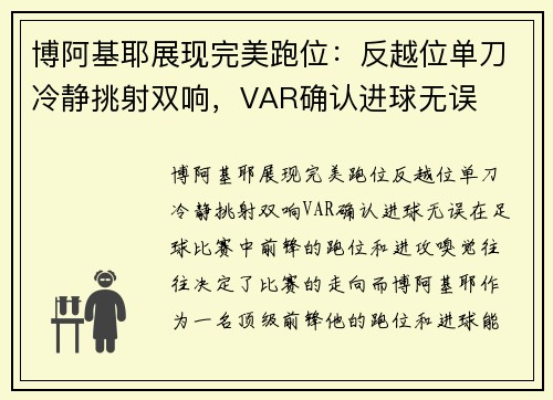 博阿基耶展现完美跑位：反越位单刀冷静挑射双响，VAR确认进球无误