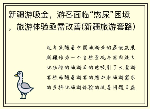 新疆游吸金，游客面临“憋尿”困境，旅游体验亟需改善(新疆旅游套路)